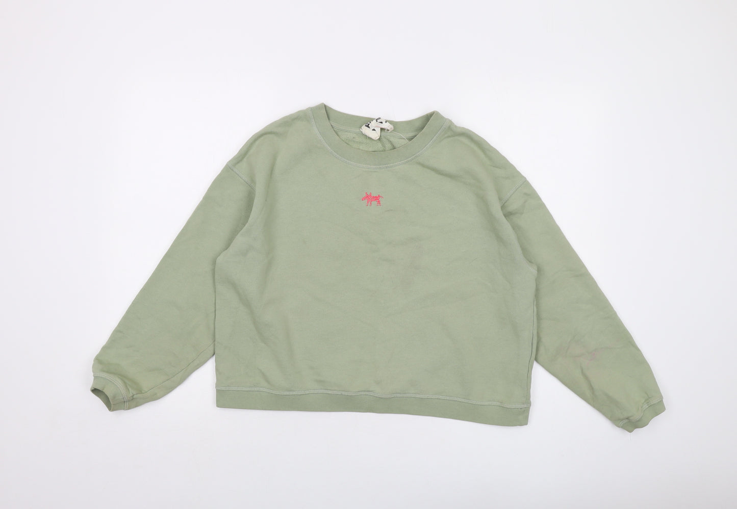 BIMBA Y LOLA Womens Green Cotton Pullover Sweatshirt Size S Pullover