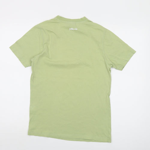 PellePelle Mens Green Cotton T-Shirt Size S Crew Neck - Logo