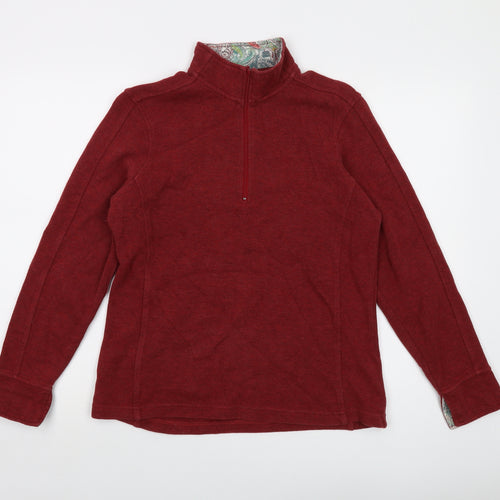 Orvis Womens Red Cotton Pullover Sweatshirt Size M Zip