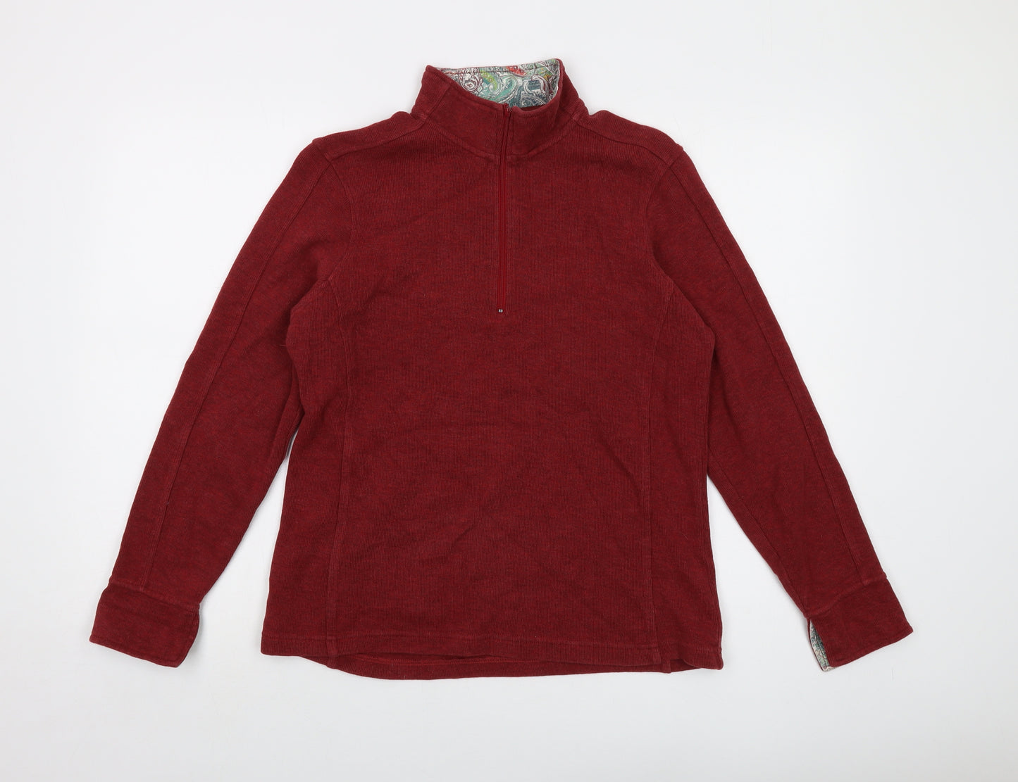 Orvis Womens Red Cotton Pullover Sweatshirt Size M Zip