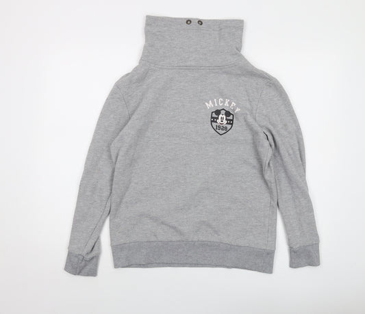 Front view of Disney women’s grey polyester pullover sweatshirt, size UK 12, pullover - mickey mouse