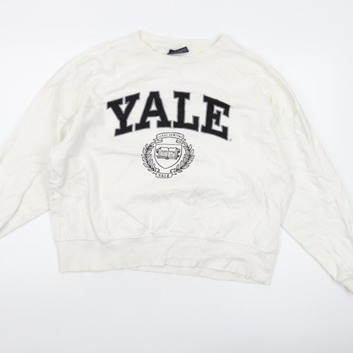 Yale Womens Ivory Cotton Pullover Sweatshirt Size 14 Pullover - Yale University