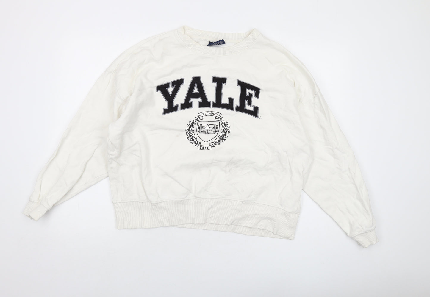 Yale Womens Ivory Cotton Pullover Sweatshirt Size 14 Pullover - Yale University