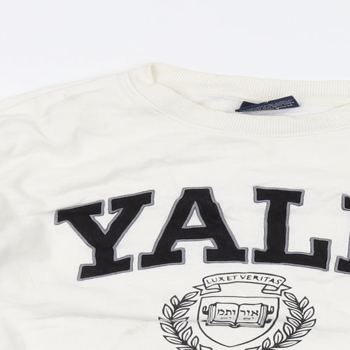 Yale Womens Ivory Cotton Pullover Sweatshirt Size 14 Pullover - Yale University