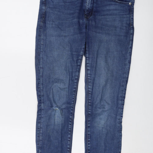 Freesoul Mens Blue Cotton Skinny Jeans Size 32 in L29 in Regular Button