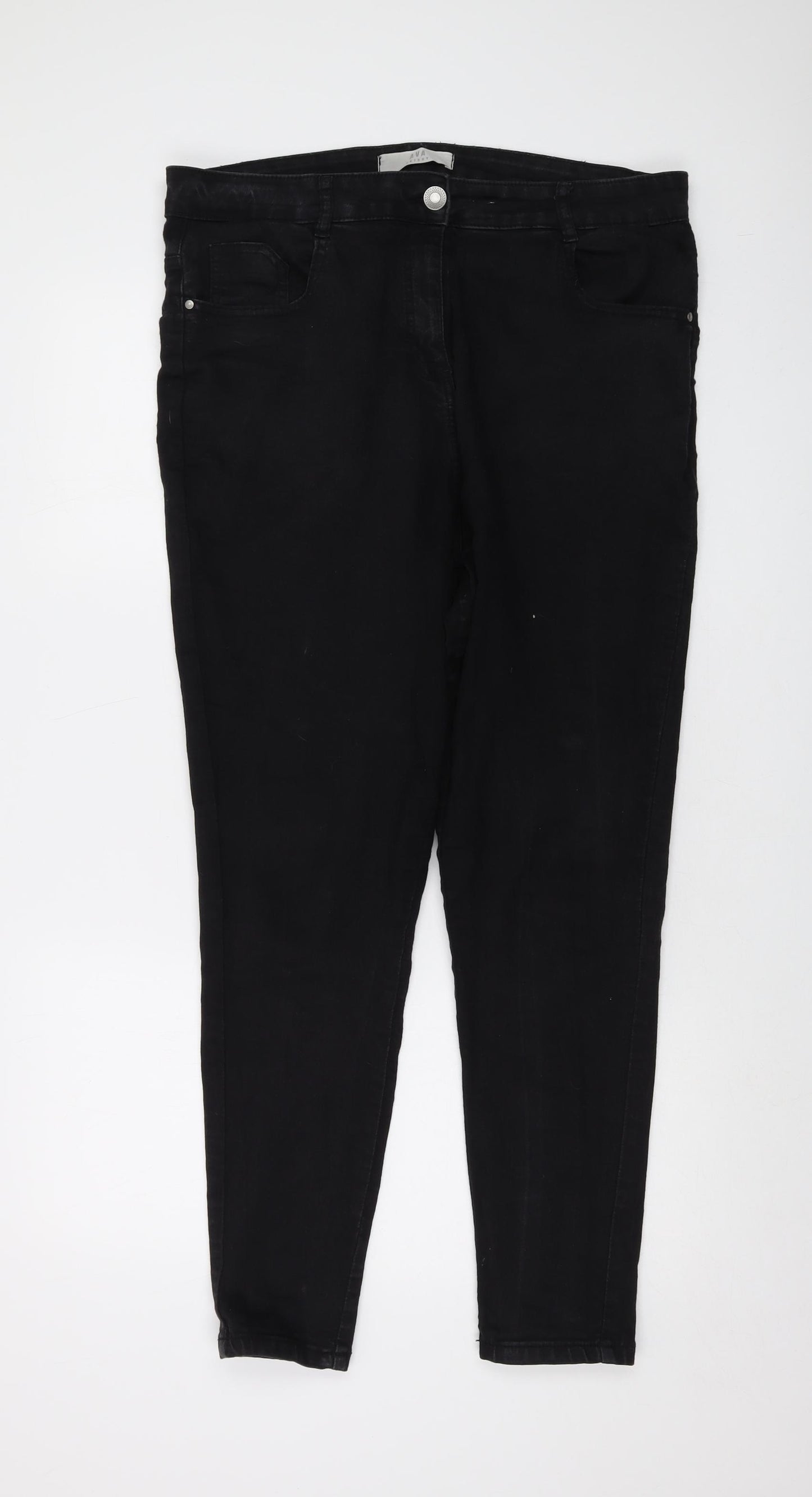 Yours Womens Black Cotton Skinny Jeans Size 18 L28 in Regular Button