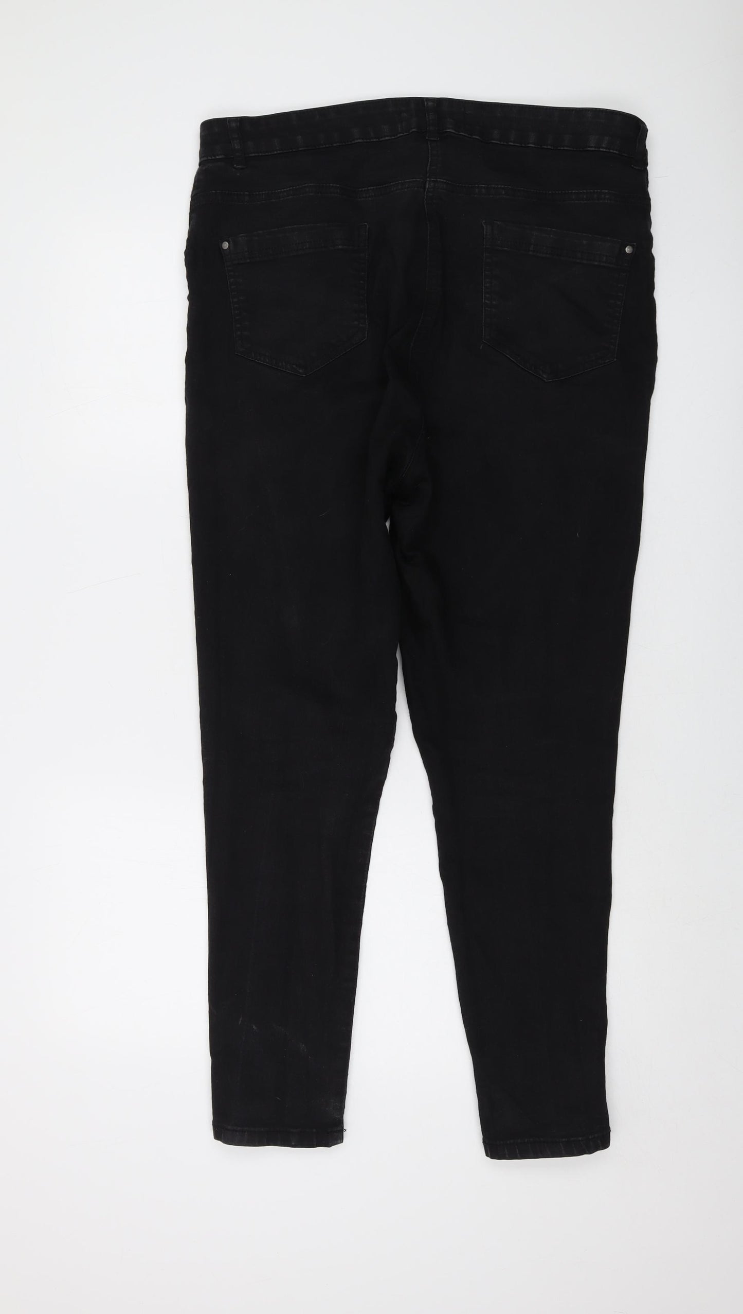 Yours Womens Black Cotton Skinny Jeans Size 18 L28 in Regular Button