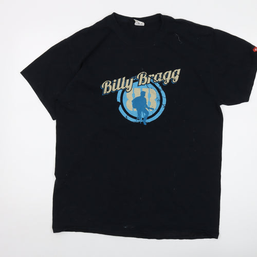 Billy Brag Mens Blue Cotton T-Shirt Size L Crew Neck