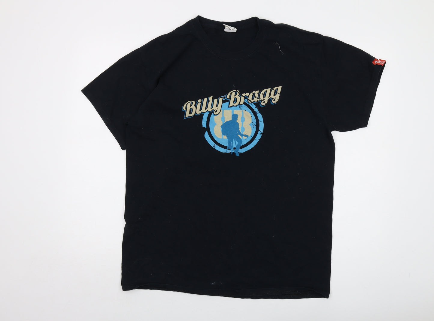 Billy Brag Mens Blue Cotton T-Shirt Size L Crew Neck