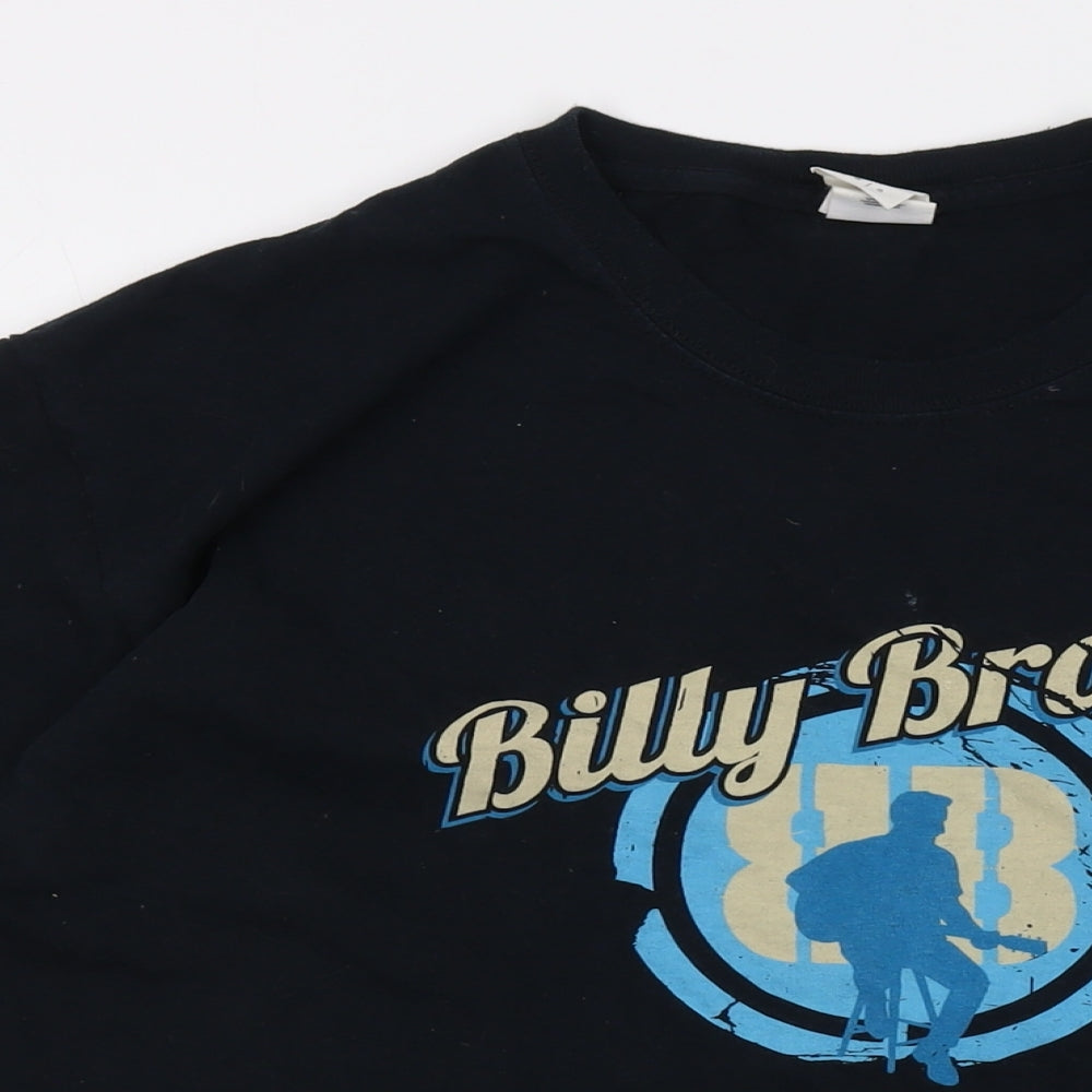 Billy Brag Mens Blue Cotton T-Shirt Size L Crew Neck