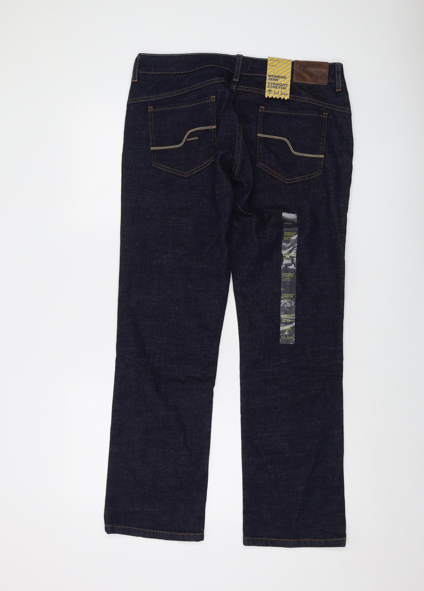 Fat Face Womens Blue Cotton Straight Jeans Size 14 L29 in Regular Button