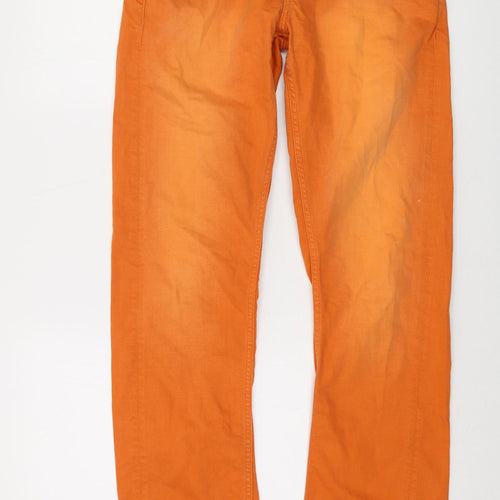 Mustang Mens Orange Cotton Straight Jeans Size 31 in L34 in Regular Button