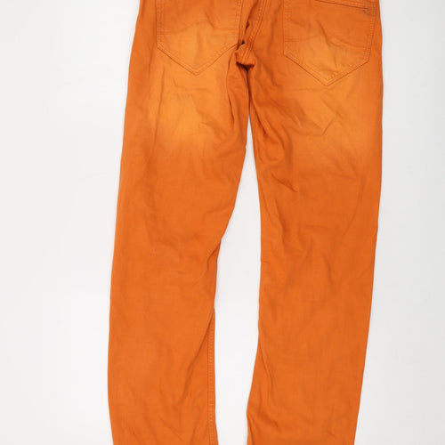 Mustang Mens Orange Cotton Straight Jeans Size 31 in L34 in Regular Button