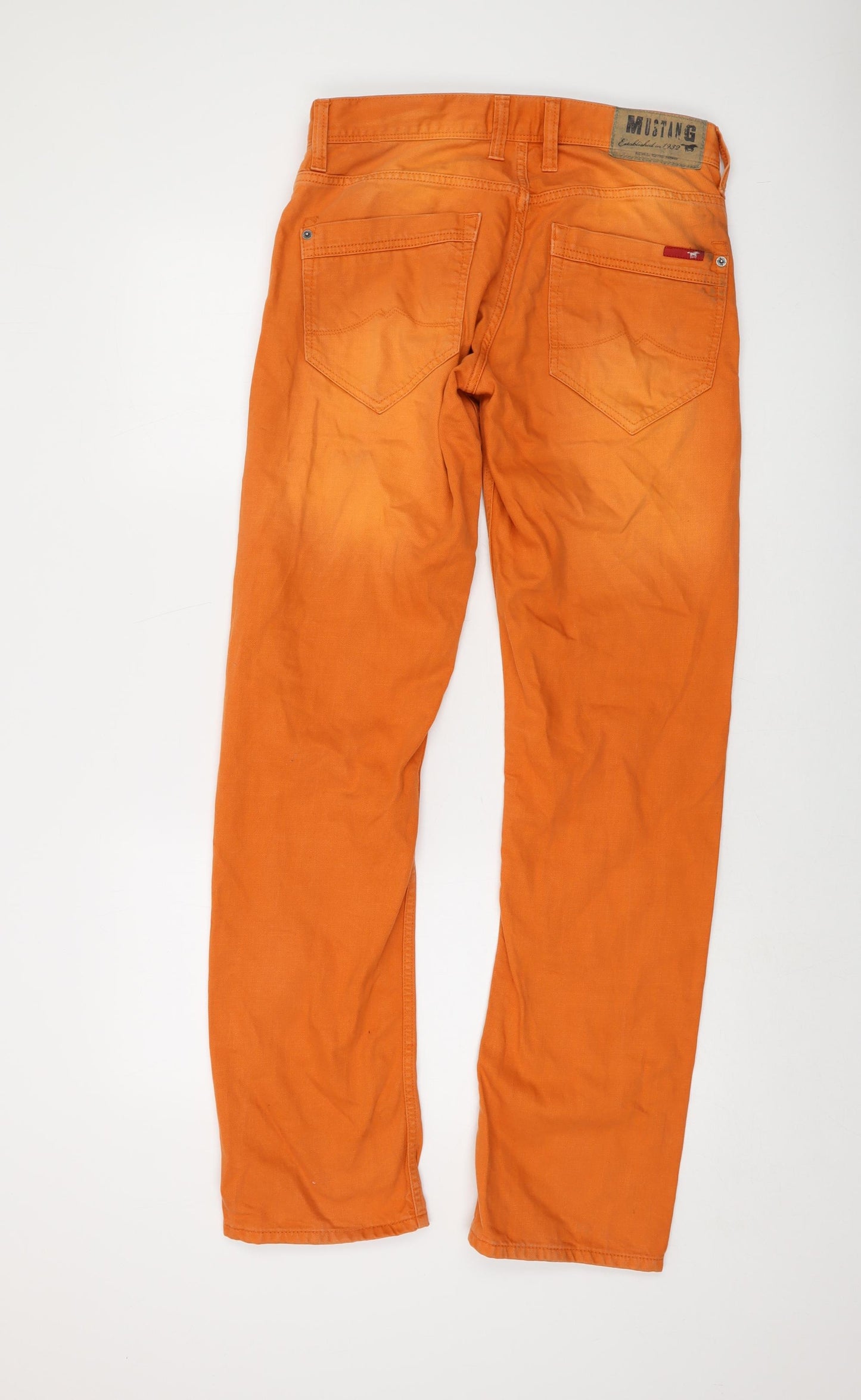 Mustang Mens Orange Cotton Straight Jeans Size 31 in L34 in Regular Button