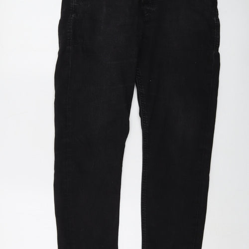 JACK & JONES Mens Black Cotton Straight Jeans Size 32 in L28 in Regular Button