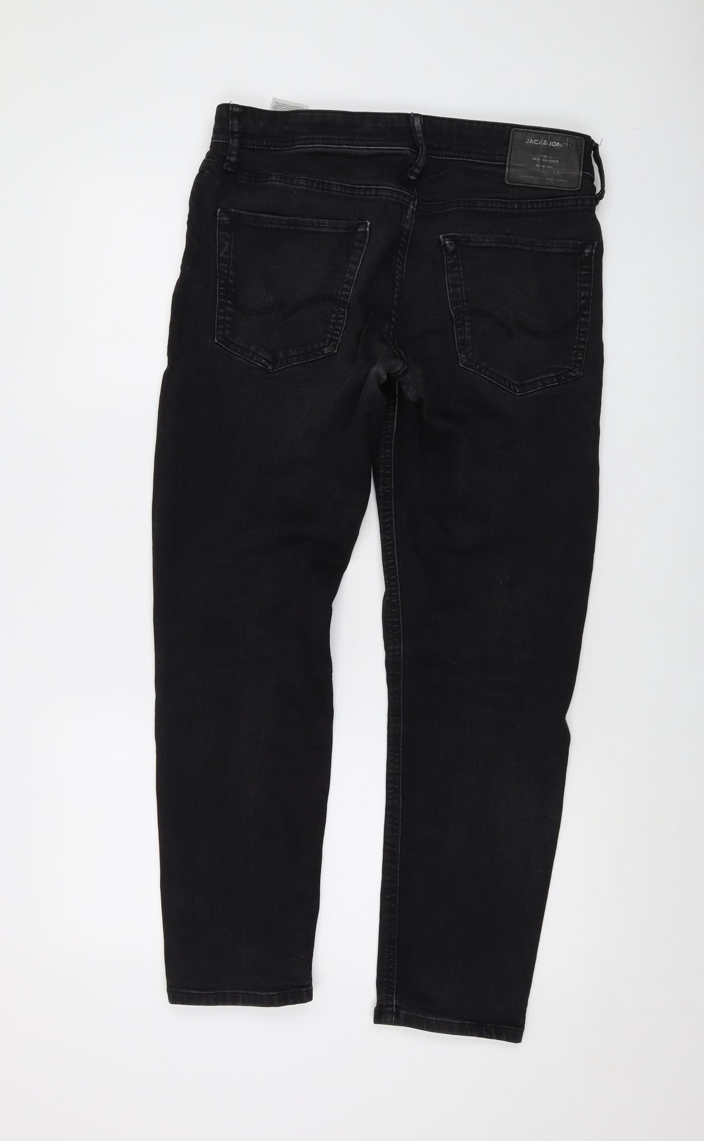 JACK & JONES Mens Black Cotton Straight Jeans Size 32 in L28 in Regular Button