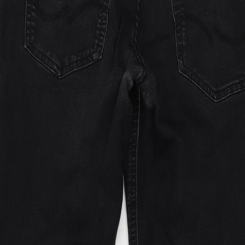 JACK & JONES Mens Black Cotton Straight Jeans Size 32 in L28 in Regular Button