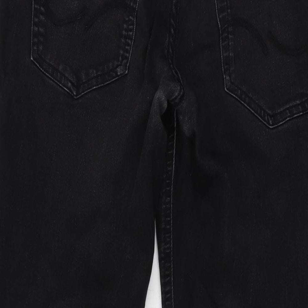 JACK & JONES Mens Black Cotton Straight Jeans Size 32 in L28 in Regular Button