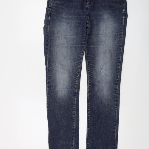 Jasper Conran Womens Blue Cotton Straight Jeans Size 14 L29 in Regular Button