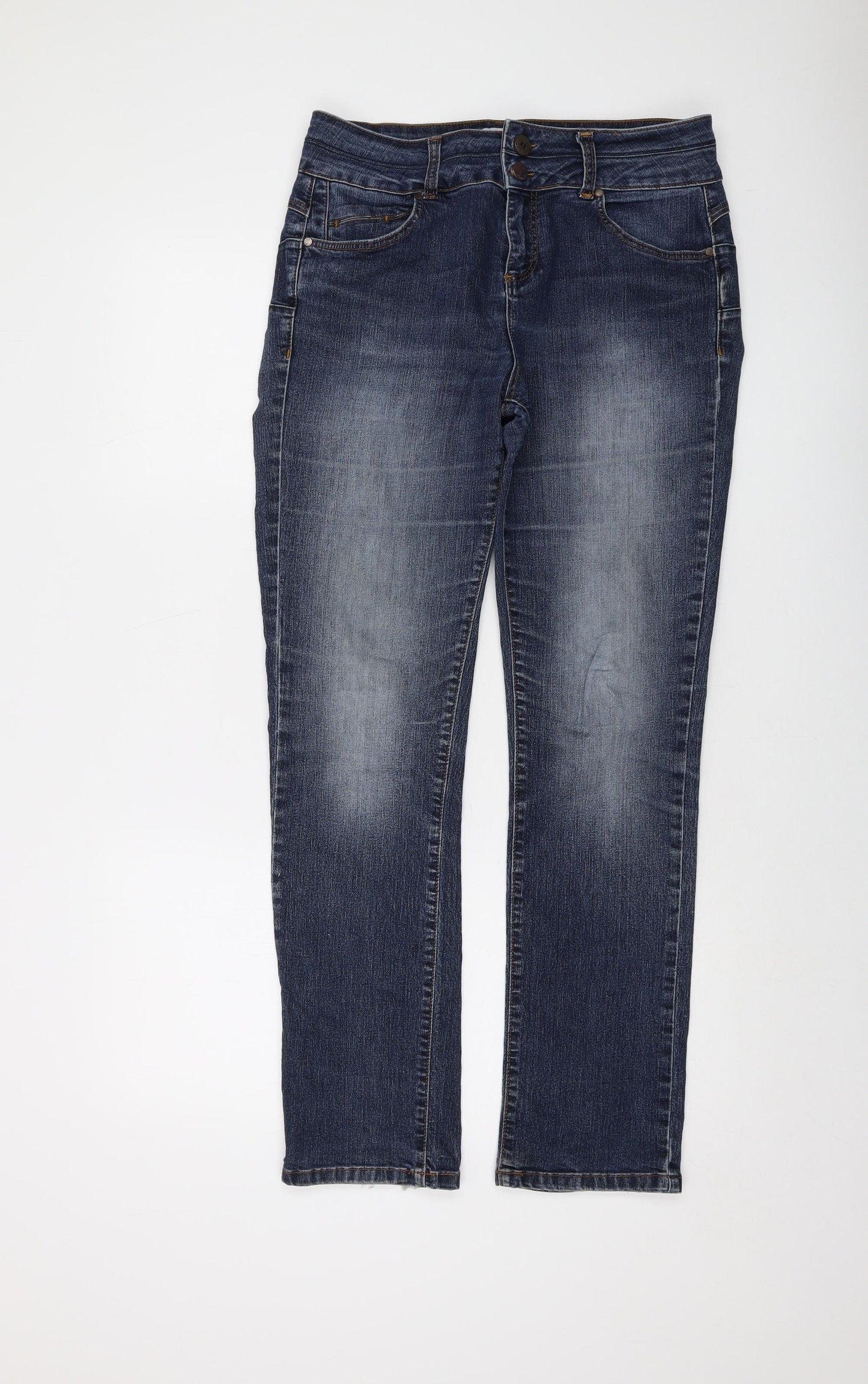 Jasper Conran Womens Blue Cotton Straight Jeans Size 14 L29 in Regular Button