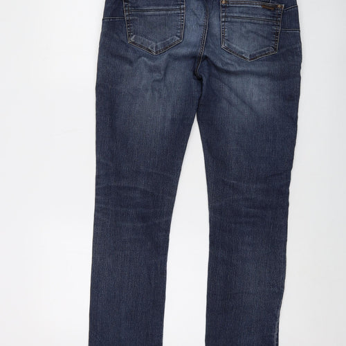 Jasper Conran Womens Blue Cotton Straight Jeans Size 14 L29 in Regular Button