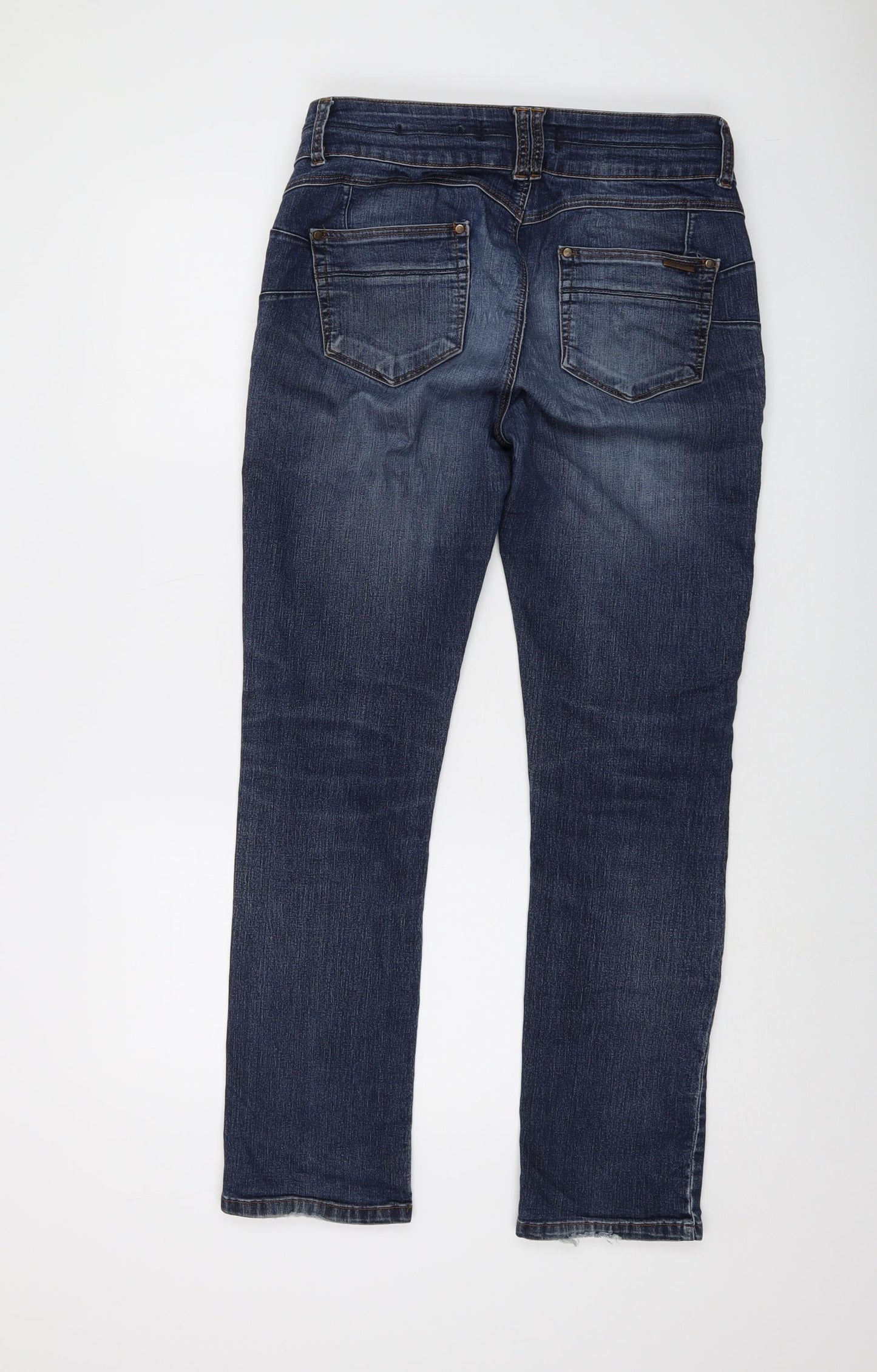 Jasper Conran Womens Blue Cotton Straight Jeans Size 14 L29 in Regular Button