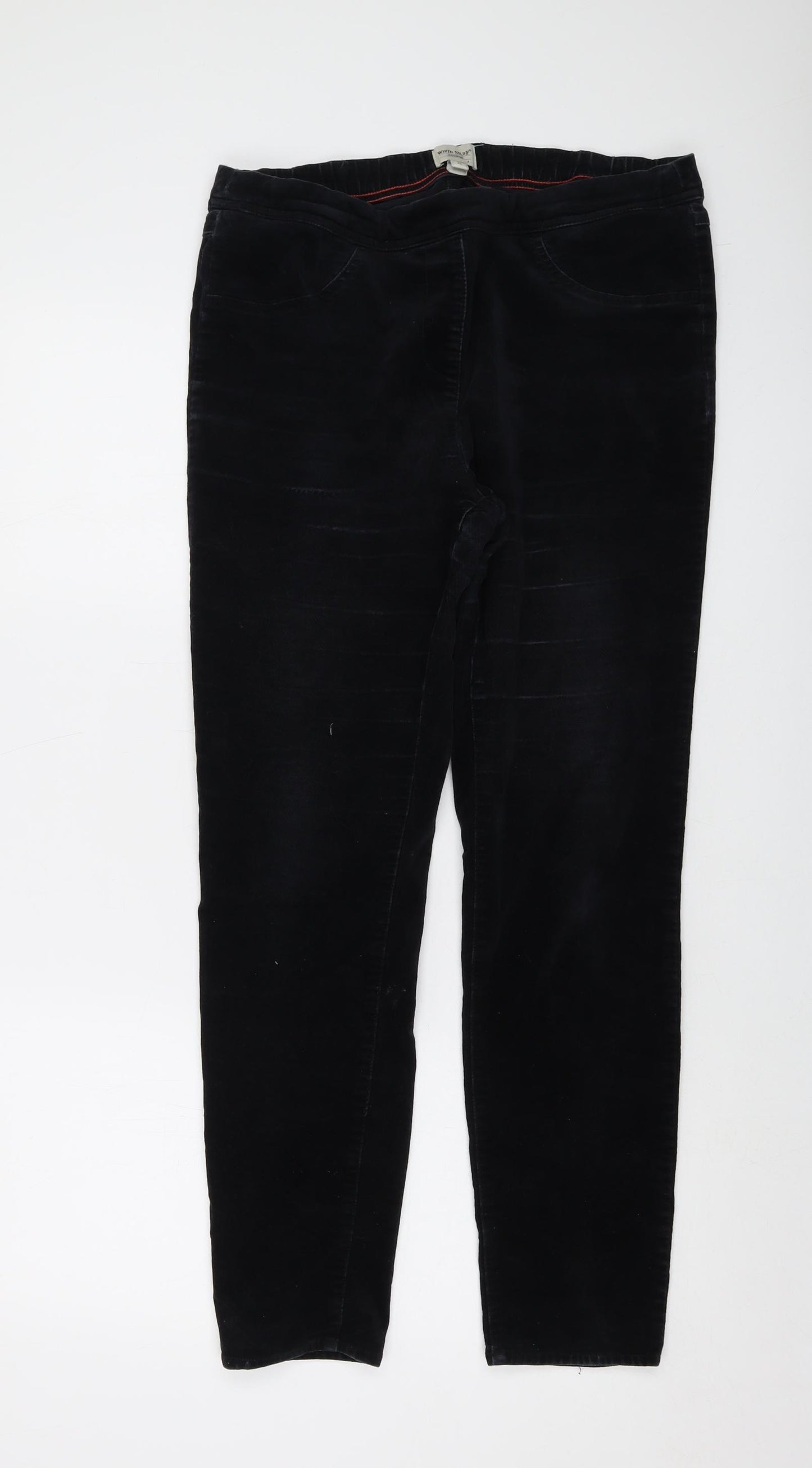 White Stuff Womens Black Cotton Trousers Size 14 L28 in Regular