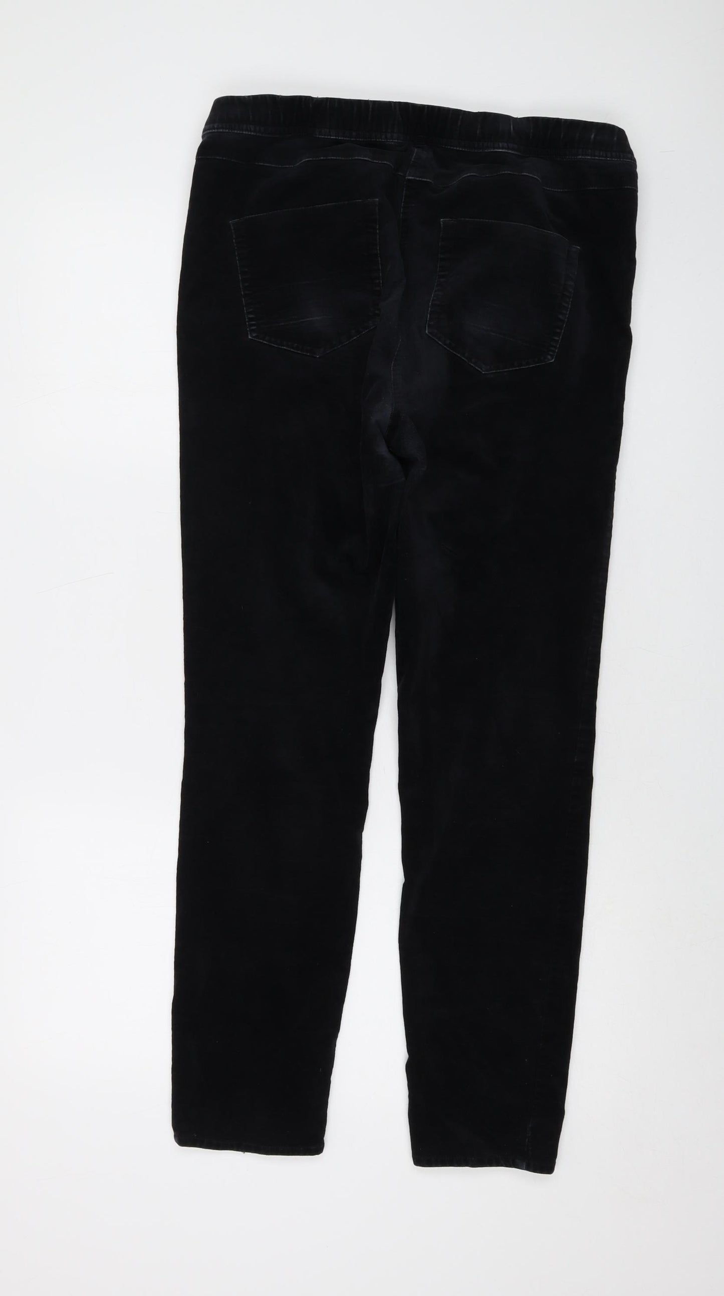 White Stuff Womens Black Cotton Trousers Size 14 L28 in Regular