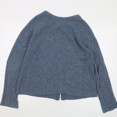 Seasalt Womens Blue Round Neck Wool Cardigan Jumper Size 14