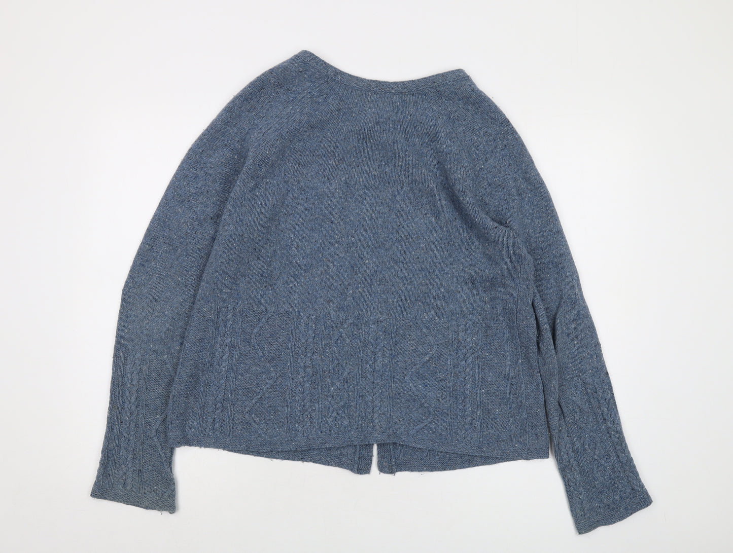 Seasalt Womens Blue Round Neck Wool Cardigan Jumper Size 14