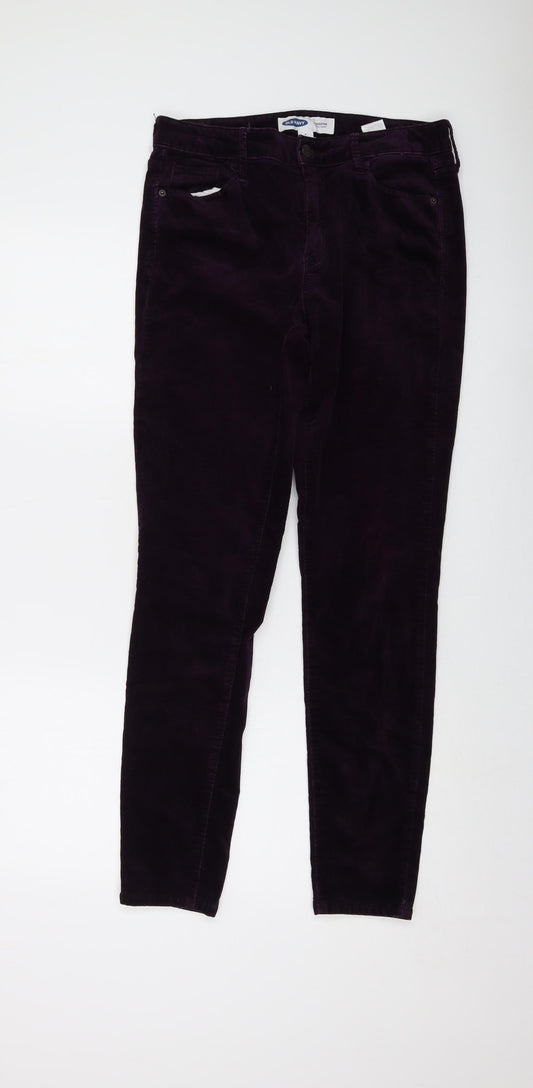 Old Navy Womens Purple Cotton Trousers Size 6 L30 in Regular Button