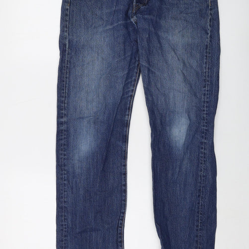 Levi's Mens Blue Cotton Straight Jeans Size 32 in L32 in Regular Button