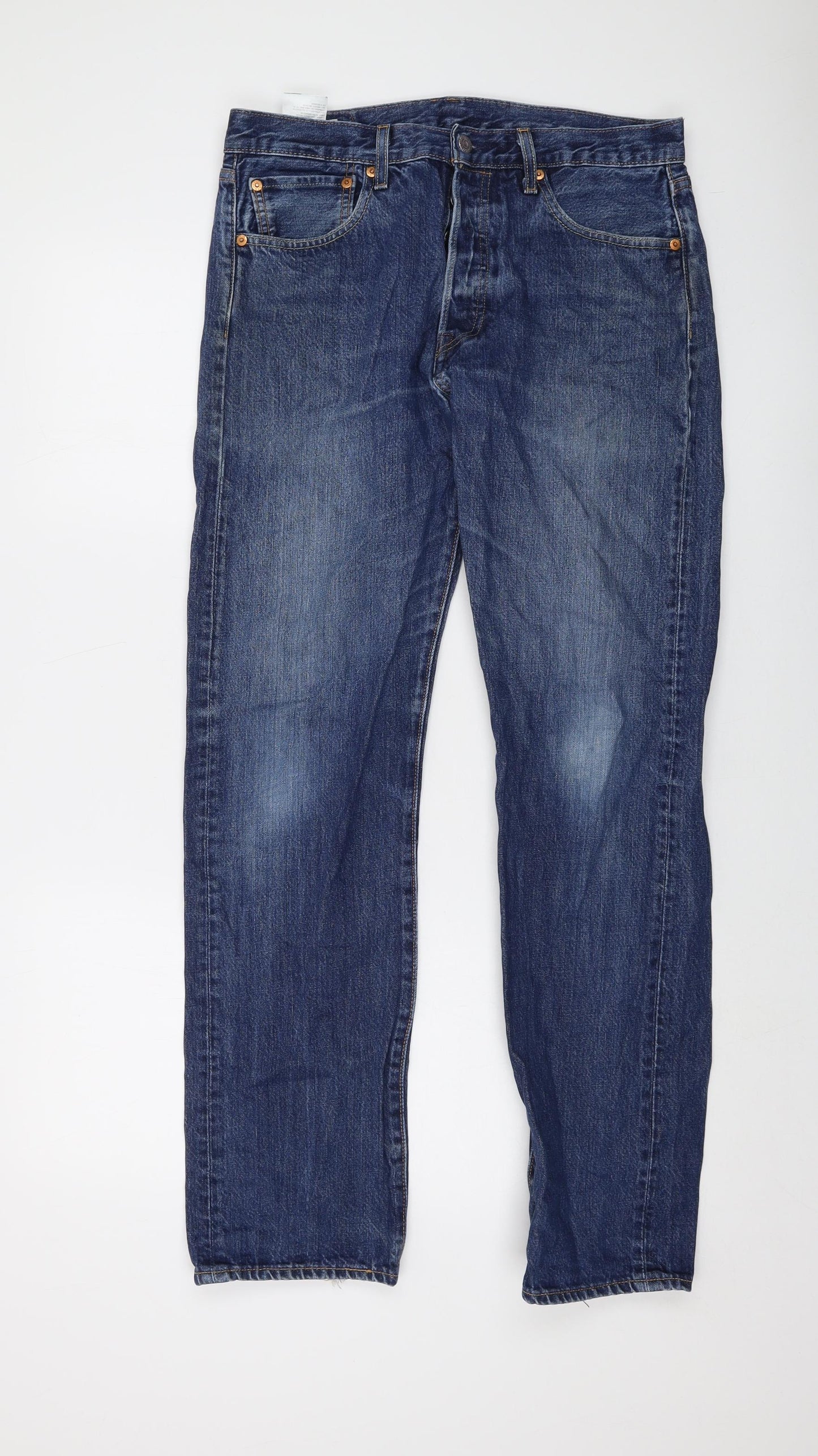 Levi's Mens Blue Cotton Straight Jeans Size 32 in L32 in Regular Button