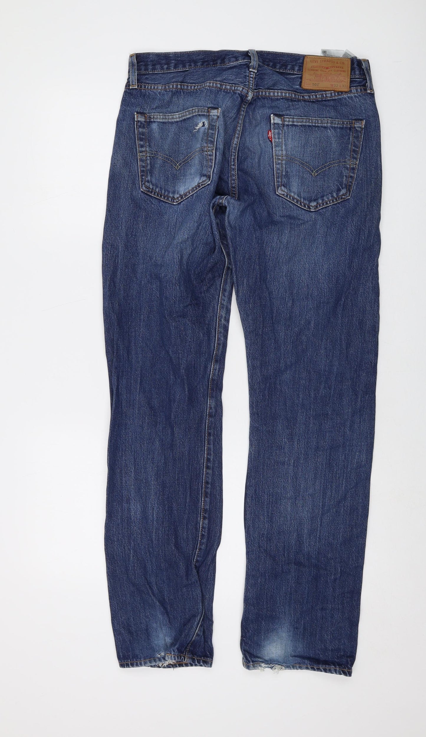 Levi's Mens Blue Cotton Straight Jeans Size 32 in L32 in Regular Button