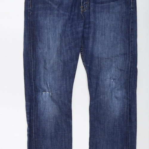Levi's Mens Blue Cotton Straight Jeans Size 34 in L30 in Regular Button