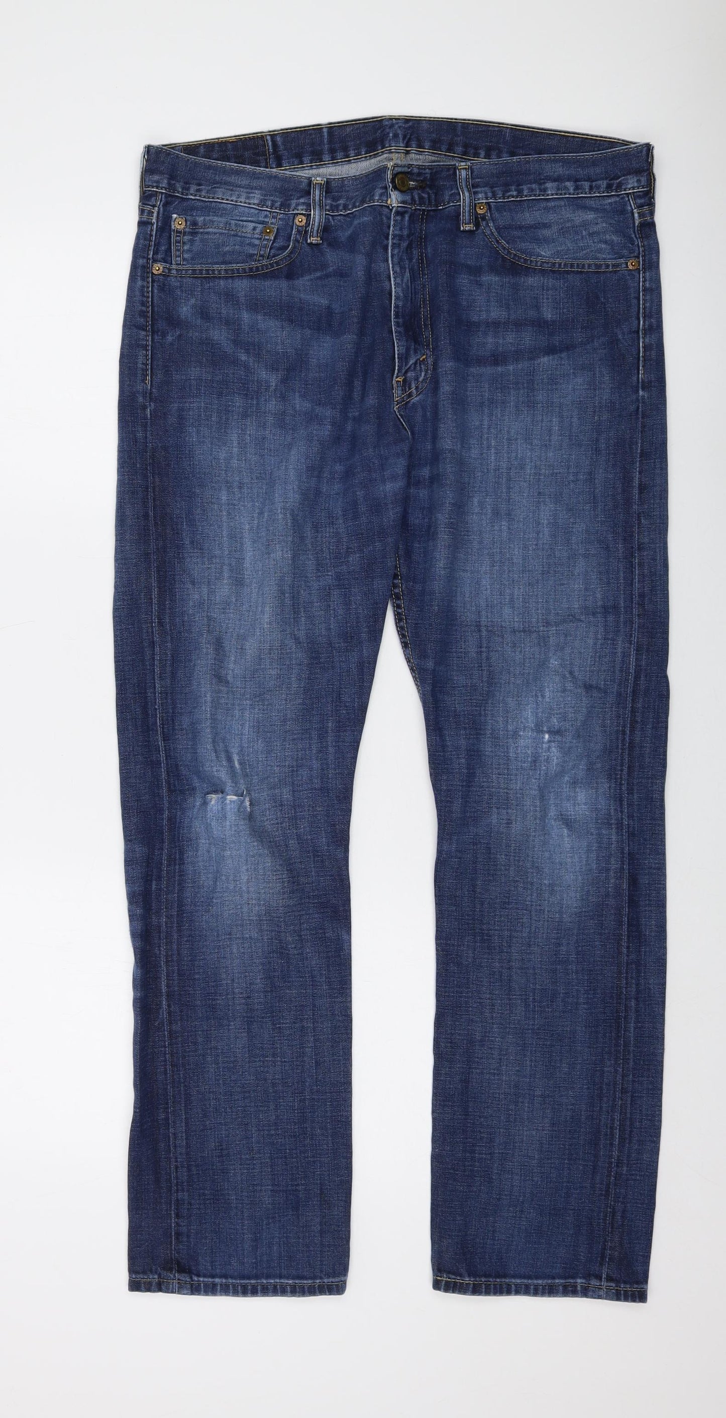 Levi's Mens Blue Cotton Straight Jeans Size 34 in L30 in Regular Button