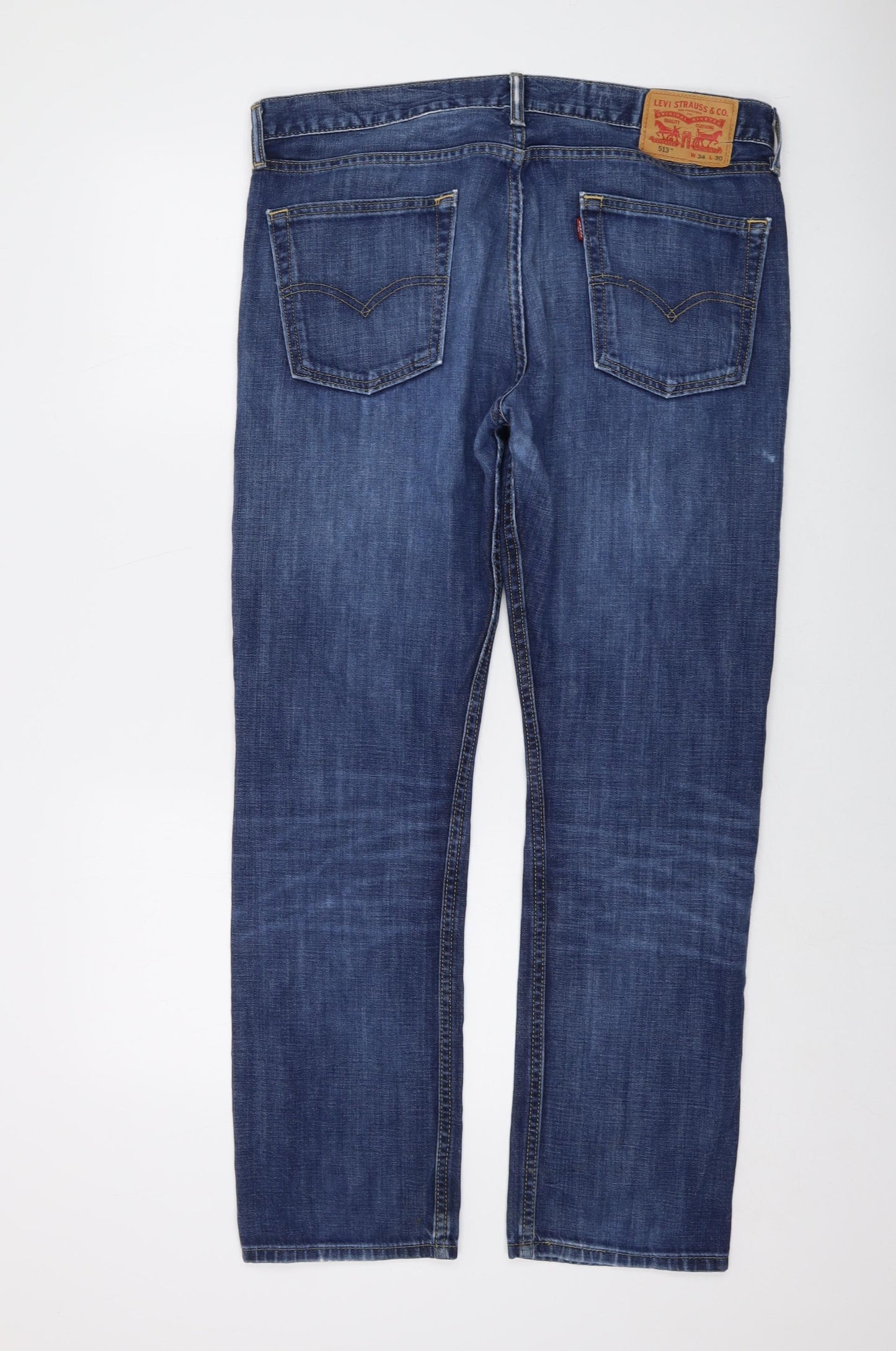 Levi's Mens Blue Cotton Straight Jeans Size 34 in L30 in Regular Button