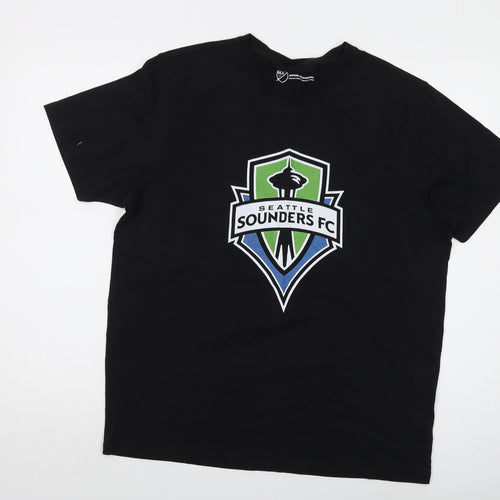 Fanatics Mens Black Cotton T-Shirt Size L Crew Neck - Seattle Sounders FC