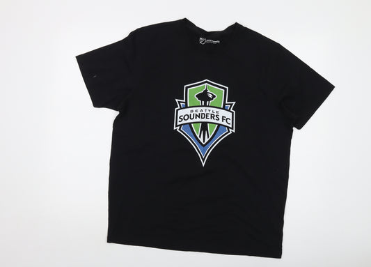 Fanatics Mens Black Cotton T-Shirt Size L Crew Neck - Seattle Sounders FC