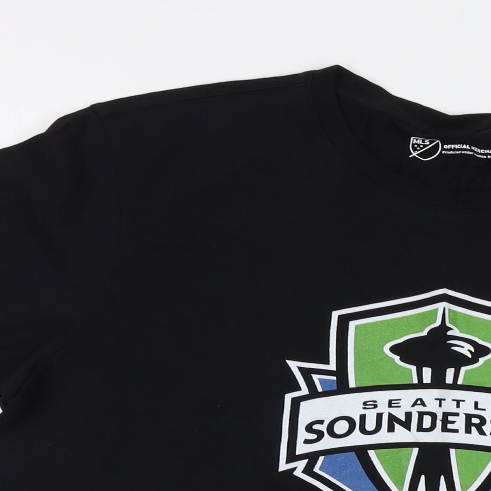 Fanatics Mens Black Cotton T-Shirt Size L Crew Neck - Seattle Sounders FC