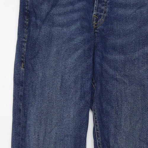 JACK & JONES Mens Blue Cotton Straight Jeans Size 34 in L34 in Regular Button