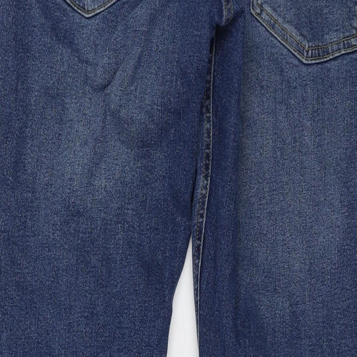JACK & JONES Mens Blue Cotton Straight Jeans Size 34 in L34 in Regular Button