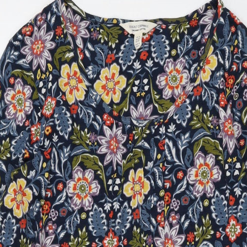 Seasalt Womens Multicoloured Floral Cotton Basic Blouse Size 14 Round Neck