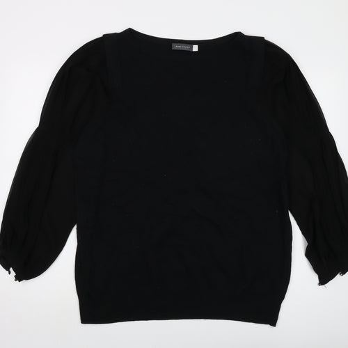 Mint Velvet Womens Black Round Neck Acrylic Pullover Jumper Size L