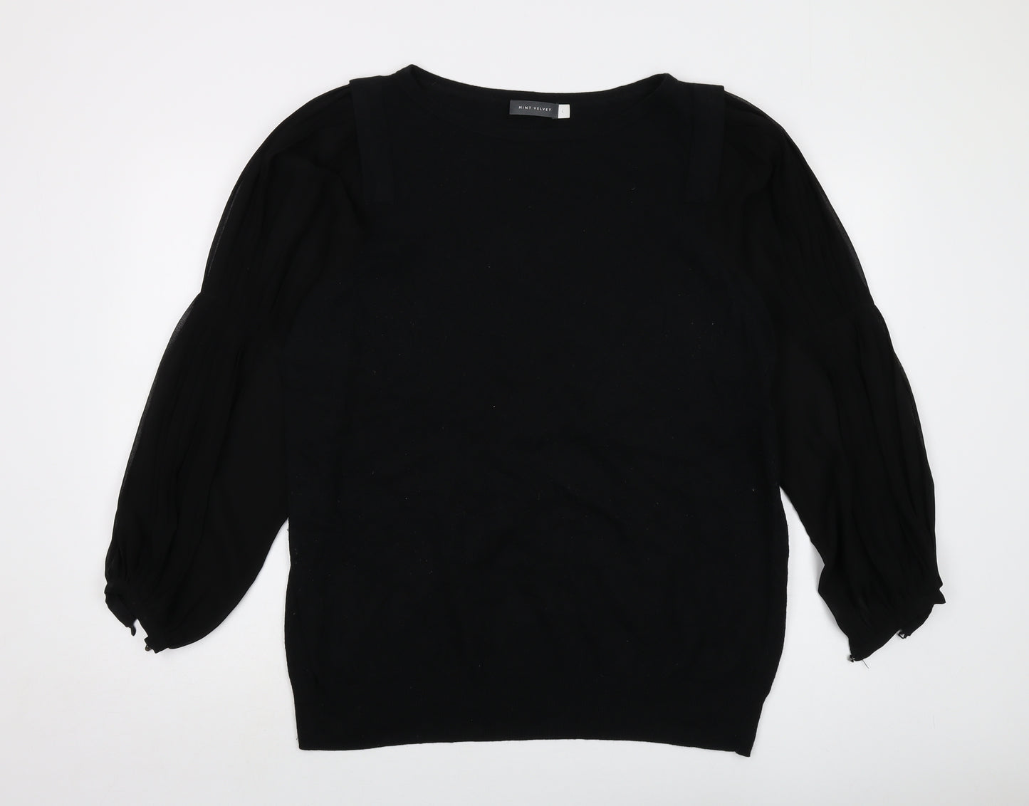 Mint Velvet Womens Black Round Neck Acrylic Pullover Jumper Size L