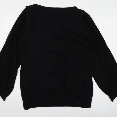 Mint Velvet Womens Black Round Neck Acrylic Pullover Jumper Size L