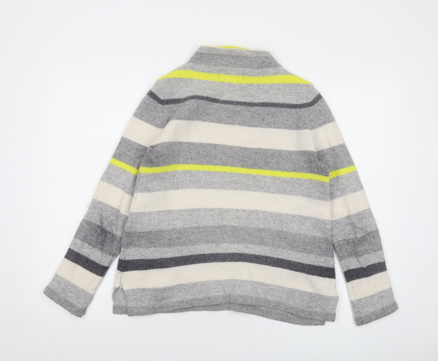 Paul Costelloe Womens Grey Mock Neck Striped Wool Pullover Jumper Size M