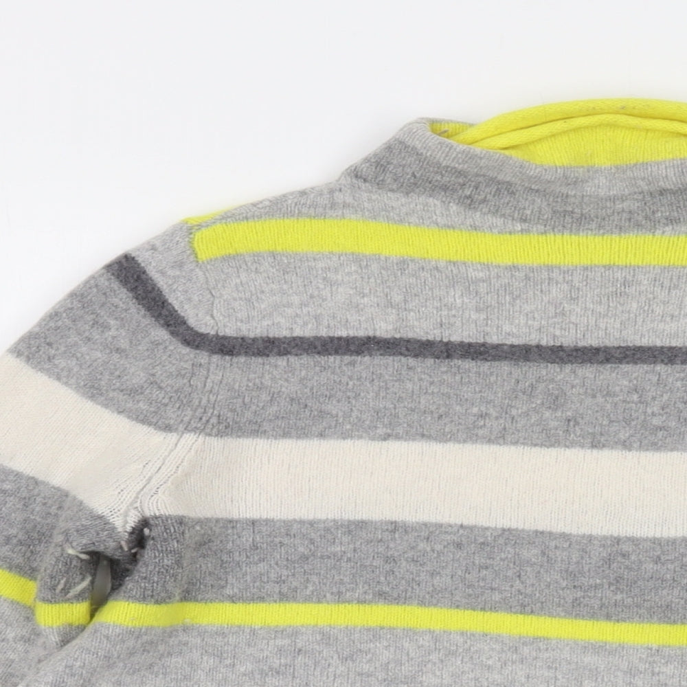 Paul Costelloe Womens Grey Mock Neck Striped Wool Pullover Jumper Size M