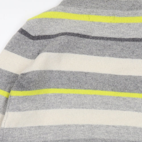 Paul Costelloe Womens Grey Mock Neck Striped Wool Pullover Jumper Size M