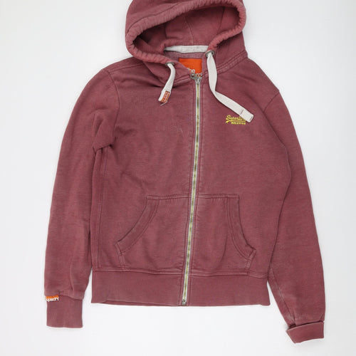 Superdry Mens Red Cotton Full Zip Hoodie Size M